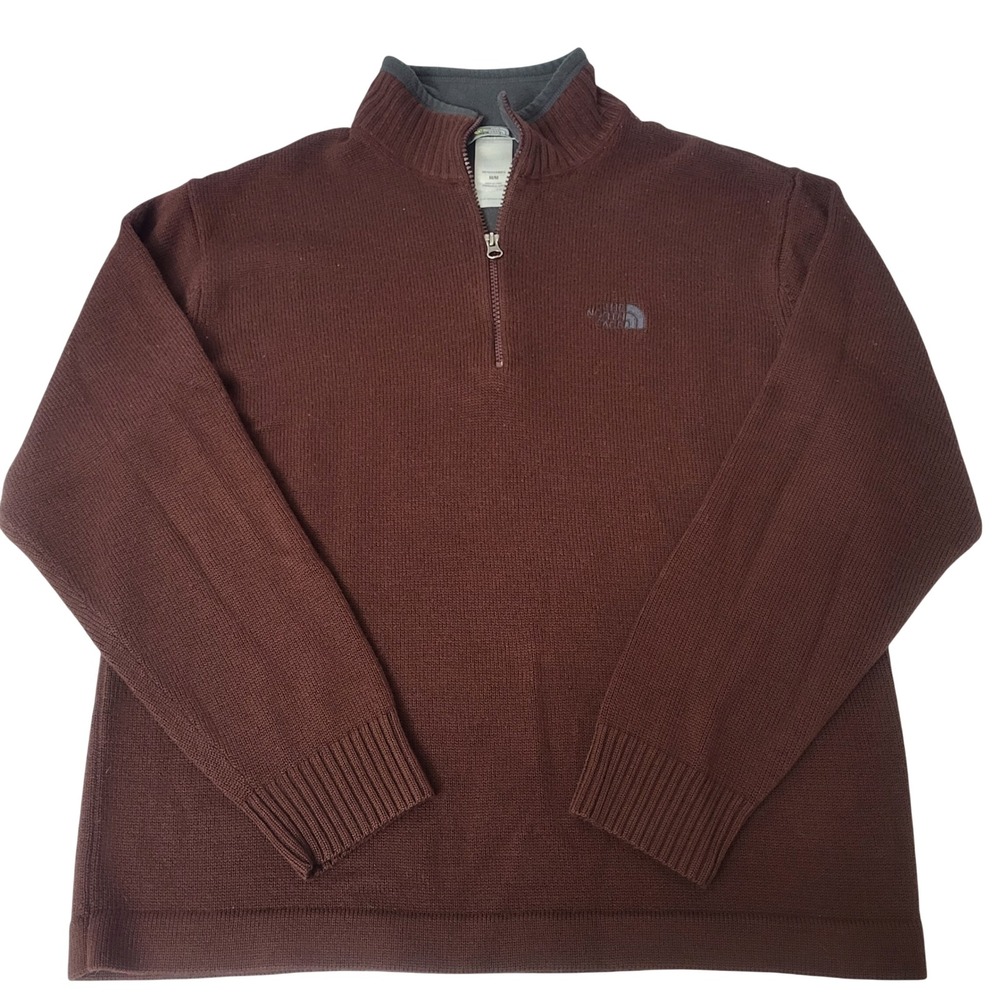 The North Face Mens 45 Series 1/4 Zip Sweater Brown M Medium Acrylic Wool Blend
